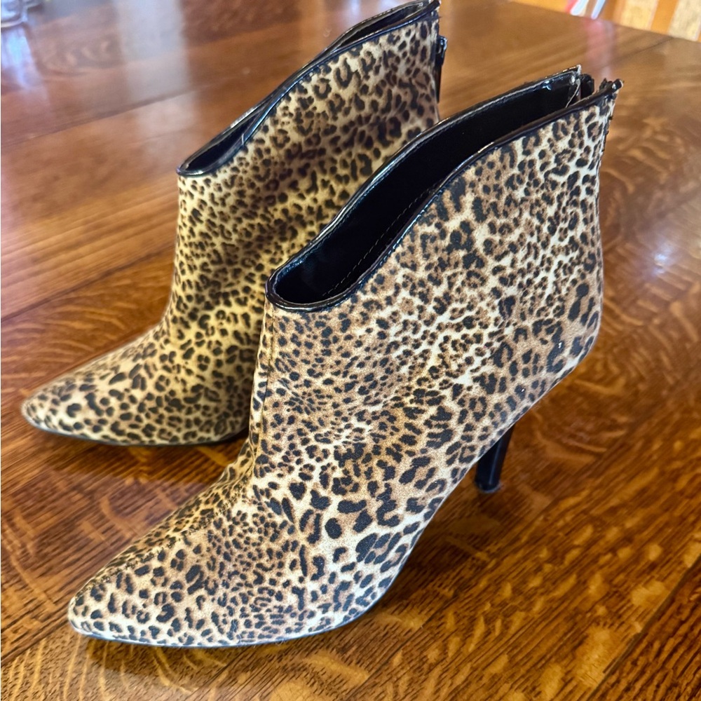 Leopard Print Ankle Stiletto Boots